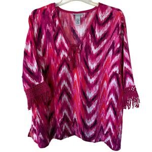 Catherine’s size 22/24 Rayon Macrame V Neck Blouse